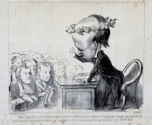 Recuerdos del Congreso de Paz: Victor Hugo (No. 1 de la Serie) - por Daumier, en "Charivari" del 06/09/1849 de Honoré Daumier
