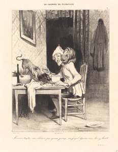 Monsieur Coquelet... comparte su... desayuno de Honoré Daumier