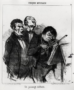 Bocetos musicales: un pasaje difícil. Ilustración de Honoré Daumier (1808-1879), publicada en las noticias en "Charivari", con fecha 5 de marzo de 1852
