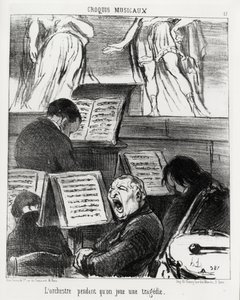 Bocetos musicales: la orquesta mientras toca una tragedia. Ilustración de Honoré Daumier, publicada en “Charivari”, fechada el 5 de abril de 1852 de Honoré Daumier