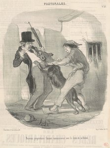 Nuevo propietario conociendo al perro de Honoré Daumier