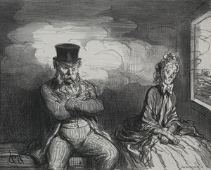 En el Tren: Un Compañero Agradable de Honoré Daumier