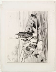 Barqueros parisinos, placa 14: Hombre al agua de Honoré Daumier