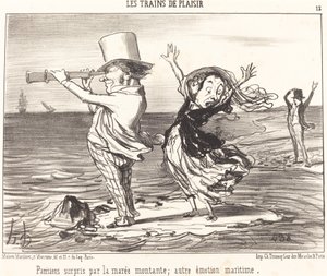 Parisienses sorprendidos por la marea... de Honoré Daumier