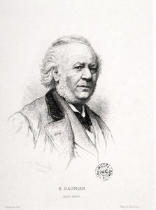 Retrato de Honoré Daumier (1808-1879), grabador, pintor y escultor francés. Grabado de Massard. Dim: 15x11,5cm. Museo Arbaud. de Honoré Daumier