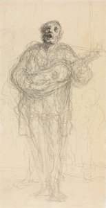 Guitarrista cantante (recto), 1855-60 de Honoré Daumier
