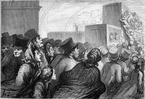 Viajeros de domingo. Caricatura de Honore Daumier (1808-1879). Grabado en “Le Monde Illustré” n°264 de 3 de mayo de 1862 de Honoré Daumier