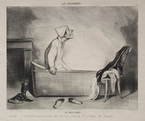 Los Bañistas, lámina 12: El Baño Caliente, 28 de Octubre de 1839 de Honoré Daumier