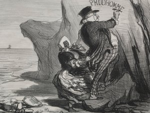 El buen burgués placa 3: Quiero dejar un monumento imperecedero de nuestra visita..., 1854 de Honoré Daumier