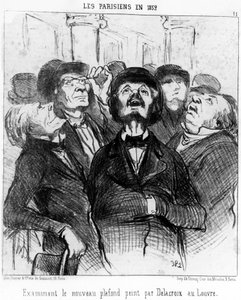 Los parisinos en 1852 examinando el nuevo techo pintado por Delacroix en el Louvre, tomado de 