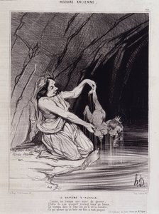El bautismo de Aquiles - en Charivari c.1840 - Honoré Daumier