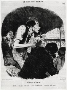 Los hermosos días de la vida: en la puerta de Saint Martin, Christi... es un hermoso acto... por un hermoso acto... es un hermoso acto. Ilustración de Honore Daumier (1808-1879), publicada en las noticias, “Charivari”, fecha 6 de febrero de 1846.