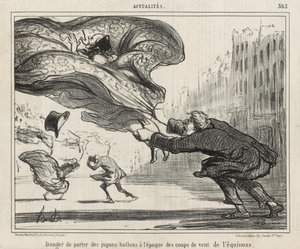 El peligro de llevar faldas de aro... de Honoré Daumier