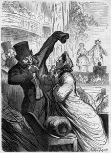 El verso final. Caricatura de Honore Daumier (1808-1879). Grabado en “Le Monde Illustré” n°255 de 1 de marzo de 1862 de Honoré Daumier