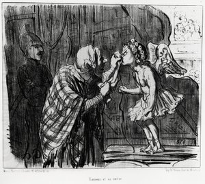 Boceto de teatro: amor y madre. Ilustración de Honoré Daumier (1808-1879), publicada en las noticias en "Charivari", con fecha 19 de diciembre de 1853 de Honoré Daumier