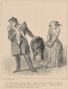 Tiens, Eudoxie, voilà mon bonnet à poil de Honoré Daumier