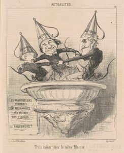 Tres santos en el mismo benditero de Honoré Daumier
