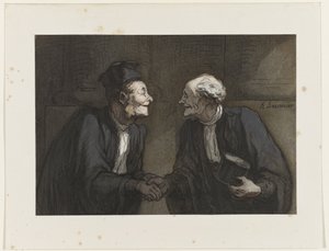 Dos abogados se dan la mano // Deux avocats: la poignée de main de Honoré Daumier