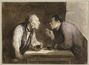 Dos bebedores, c.1857-69 de Honoré Daumier