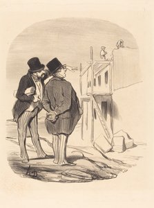 Dos hombres entre ruinas de Honoré Daumier