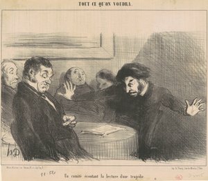 Un comité escuchando la lectura de una tragedia de Honoré Daumier