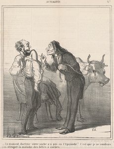 Un momento... ¿tu vaca no tuvo la epizootia?... de Honoré Daumier