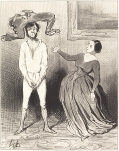 Una mujer como yo... ¿remendar un botón?... de Honoré Daumier