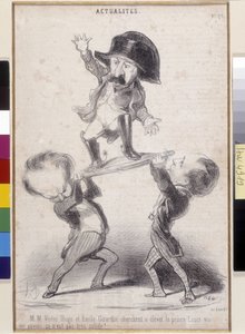 Victor Hugo y Emile de Girardin apoyando la candidatura de Napoleón Bonaparte. Caricatura de Honoré Daumier (1808-1879) aparecida en Le Charivari. Casa literaria de Victor Hugo, Bièvres (Dim en cm 30,3x20) de Honoré Daumier