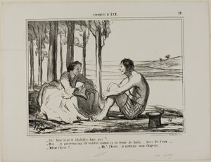 "- ¿No te vas a vestir - No... Permanezco así en bañador todo el día, fuera de la piscina. - ¿Incluso en invierno - Entonces me pongo el gorro!", lámina 28 de Croquis D