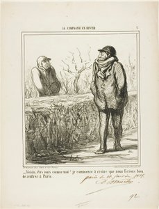 "- Hola, vecino, ¿eres como yo Empiezo a creer que haríamos bien volviendo a París", lámina 1 de La Campagne En Hiver