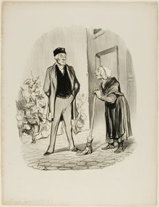 "- ¿Cómo se encuentra hoy, Sr. Chapolard - Madame Pochet, una portera que sabe comportarse, debería dirigirse a su casero sólo en tercera persona. - ¿Cómo voy a dirigirme a usted en tercera persona, si es la primera persona a la que veo esta mañana". de Honoré Victorin Daumier