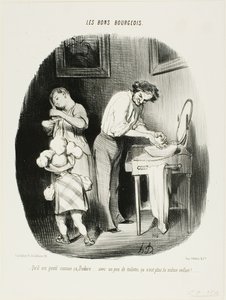 "-A que es mono así, Dodore... con un poco de limpieza, ¡ya no es el mismo niño!...," plato 37 de Les Bons Bourgeois de Honoré Victorin Daumier