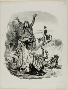 "- ¡Dios mío, mamá, mamá! ........ Por el amor de Dios..... ¡¡¡hija mía, hija mía!!!", lámina 26 de Pastorales de Honoré Victorin Daumier