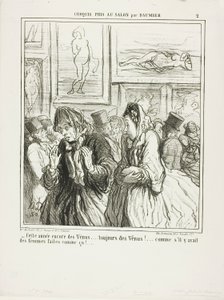 "- Aún más Venus este año... ¡siempre Venus!... ¡como si hubiera mujeres así construidas!", lámina 2 de Croquis Pris Au Salon par Daumier
