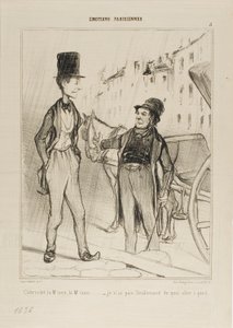 "- ¿Taxi Monsieur ¿Taxi - No tengo ni para andar", plancha 8 de Émotions De Parisiens de Honoré Victorin Daumier