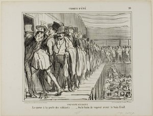 Una visita a los baños. Cola delante de los vestuarios - o del baño de vapor antes del baño frío, lámina 20 de Croquis D