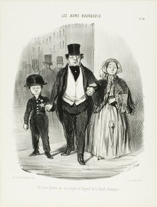 Un joven que es el orgullo y la esperanza de la familia Badinguet, lámina 16 de Les Bons Bourgeois de Honoré Victorin Daumier