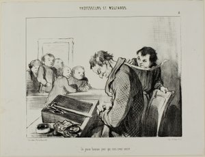 A Young Man to Whom Nothing is Sacred, lámina 8 de Professeurs Et Moutards de Honoré Victorin Daumier