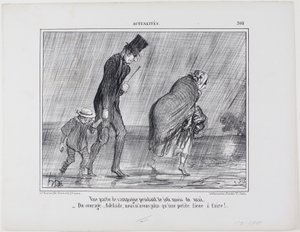 Una excursión campestre durante el hermoso mes de mayo. "- Ánimo... Adelaïde es una liga más", placa 308 de Actualités de Honoré Victorin Daumier