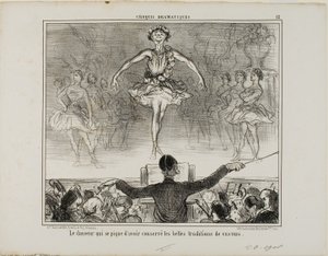 Una bailarina que afirma haber conservado la gran tradición del VESTRI, lámina 12 de Croquis Dramatiques de Honoré Victorin Daumier