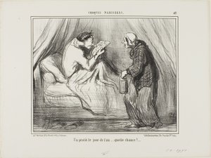 "¡Una protesta el día de Año Nuevo! ¡Qué suerte! ...........," lámina 42 de Croquis Parisiens de Honoré Victorin Daumier