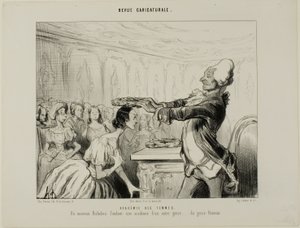Academia de Mujeres. Un nuevo Richelieu, fundando una nueva Academia de otro tipo.... del género femenino, lámina 33 de Revue Caricatureale de Honoré Victorin Daumier
