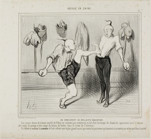 Un añadido a una educación espléndida. Los jóvenes chinos de la clase alta no sólo cultivan el arte del cuerno de caza, también aprenden a dar puñetazos con el puño o con los tacones de las botas directamente en la boca del estómago. Este talento se llama  de Honoré Victorin Daumier