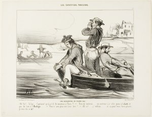 Un encuentro en aguas abiertas. "- Hola... ahí abajo... Capitán .., ¿qué hay de nuevo en París - Nada nuevo realmente... todavía nadie va a la Gaieté o al Ambigu. - ¿No tiene nada más que contarme - Ah, sí... Se me olvidaba... Espero que te guste... ¡cálla de Honoré Victorin Daumier
