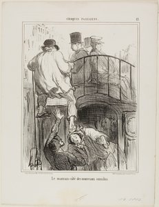 Un aspecto desagradable del nuevo tipo de ómnibus, lámina 13 de Croquis Parisiens de Honoré Victorin Daumier