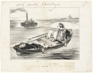 Un encuentro desagradable, plato dieciséis de Les Canotiers Parisiens de Honoré Victorin Daumier