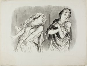 Andrómaca. "- El destino de nuestra familia fue la muerte despiadada, mi marido fue torturado hasta el fin de su aliento", lámina 6 de Physionomies Tragiques. de Honoré Victorin Daumier