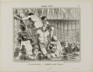 En los Baños de Deligny. - La escalera a las 16 horas, lámina 33 de Croquis D