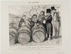 Se establece una sociedad católica de bautismo para todos los borrachos de París. (Artículo 1) De Rouen a Bercy el Sena se transformará en el río Jordán. "En nombre de la gran sociedad Mélange, Macaire  Co. Yo te bautizo 