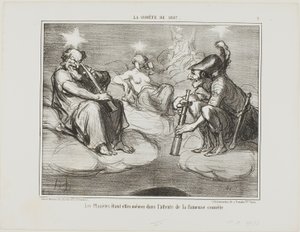 Hasta los planetas observan con interés la llegada del famoso cometa, lámina 9 de La Cométe De 1857 de Honoré Victorin Daumier